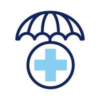 umbrella insurance with medical cross line and fill style vector