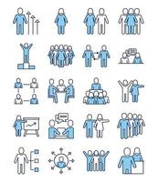 bundle of people avatars line and fill style vector