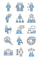 bundle of people avatars line and fill style vector