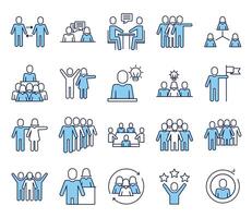 bundle of people avatars line and fill style vector