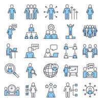 bundle of people avatars line and fill style vector