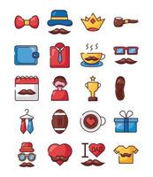 bundle of fathers day set icons vector