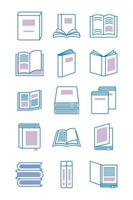 paquete de iconos de estilo de línea de libros de texto vector