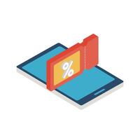 Percentage label over smartphone isometric style icon vector design