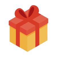 Gift with bowtie isometric style icon vector design