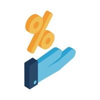 percentage over hand isometric style icon vector design