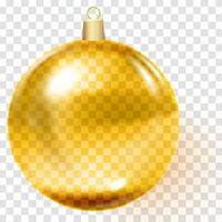 Golden christmas ball Gold Christmas tree toy vector