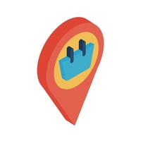 Shopping basket on gps mark isometric style icon vector design