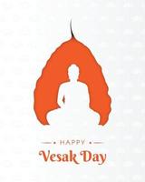 Gautam Buddha Silhouette Meditating Inside Pipal Leaf with Paper Style Vector