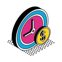 coin and clock isometric style icon vector design