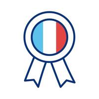 medal with france flag line style icon vector