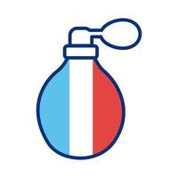 botella de fragancia con estilo de línea de bandera de Francia vector