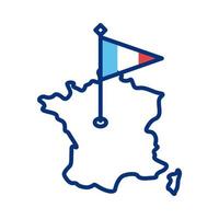 france flag and map line style icon vector