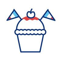 cupcake with france flags line style vector