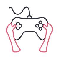 hands with videogame control line style icon vector design
