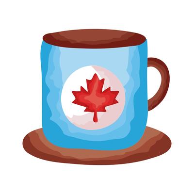 coffee cup with maple leaf canadian flat style