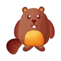 cute beaver flat style icon vector