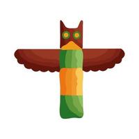 wooden owl canadian statue flat style vector