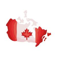 map with canada flag flat style vector