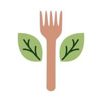 fork with leafs plant organic flat style vector