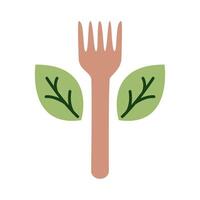 fork with leafs plant organic flat style vector