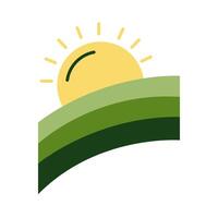 icono de estilo plano de sol y campo vector