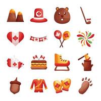 bundle of canadian set icons vector