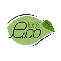100 percent eco lettering flat style icon vector