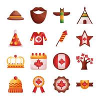 bundle of canadian set icons vector