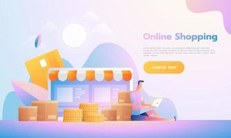 Modern Flat design people and Business concept for online shopping, easy to use and highly customizable. Modern vector illustration concept.