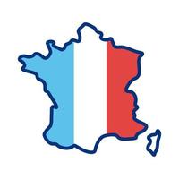 france flag and map line style icon vector