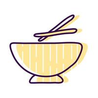 Bowl with chinese sticks line and fill style icon vector design