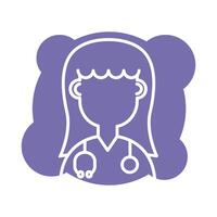 female doctor with stethoscope block style vector