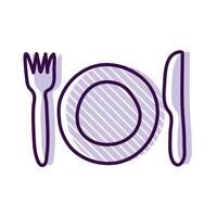 Plate with cutlery line and fill style icon vector design