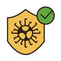 shield with covid19 virus particle line duo color style vector