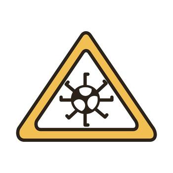 caution signal covid19 virus particle line duo color style vector