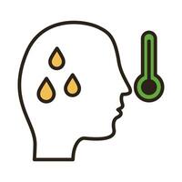 person with fever covid19 symptom line duo color style icon vector