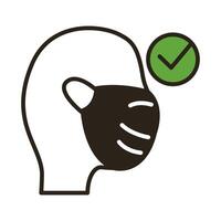 man using face mask line duo color style icon vector
