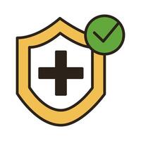 shield secure line duo color style icon vector