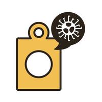tag with covid19 virus particle line duo color style vector