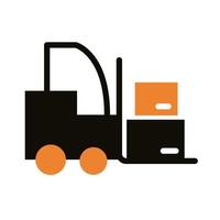 forklift with boxes carton delivery service silhouette style vector