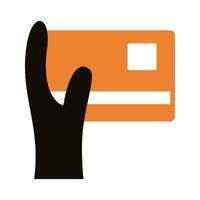 hand with credit card silhouette style icon vector