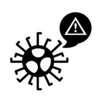 covid19 virus particle with speech bubble and alert signal silhouette style vector