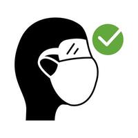 man using face mask silhouette style icon vector