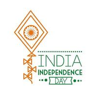 Independece day india celebration with kite flying line style vector