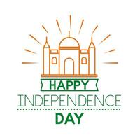 celebración del día de la independencia india con icono de estilo de línea de construcción de mezquita vector