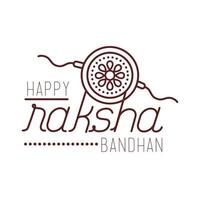 happy raksha bandhan celebration with wristband line style vector