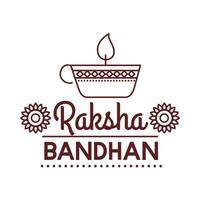 happy raksha bandhan celebration with lamp light line style vector