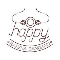 happy raksha bandhan celebration with wristband line style vector