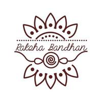 happy raksha bandhan celebration with wristband line style vector